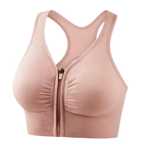 Damen Frontreißverschluss Sport Tank BH bequem & hautfreundlich Racerback Alltag - Bild 20 von 43