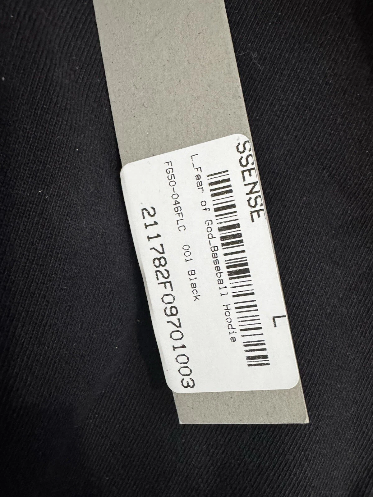 Felpa con cappuccio taglia L Fear Of God nuova con etichette SKU FG50 046FLC 001