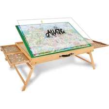 2000PCS Portable Puzzle Table with Legs, Adjustable Jigsaw Wooden Puzzle Boar...