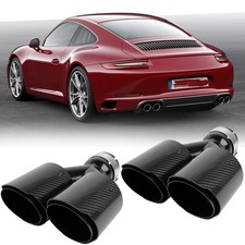 1 Pair Carbon Fiber Dual Quad Exhaust Tip 3 To 4 For Porsche 911 Carrera Coupe