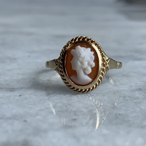 Vintage Cameo Ring 9ct 375 Yellow Gold - Size P 1/2 - Picture 5 of 9