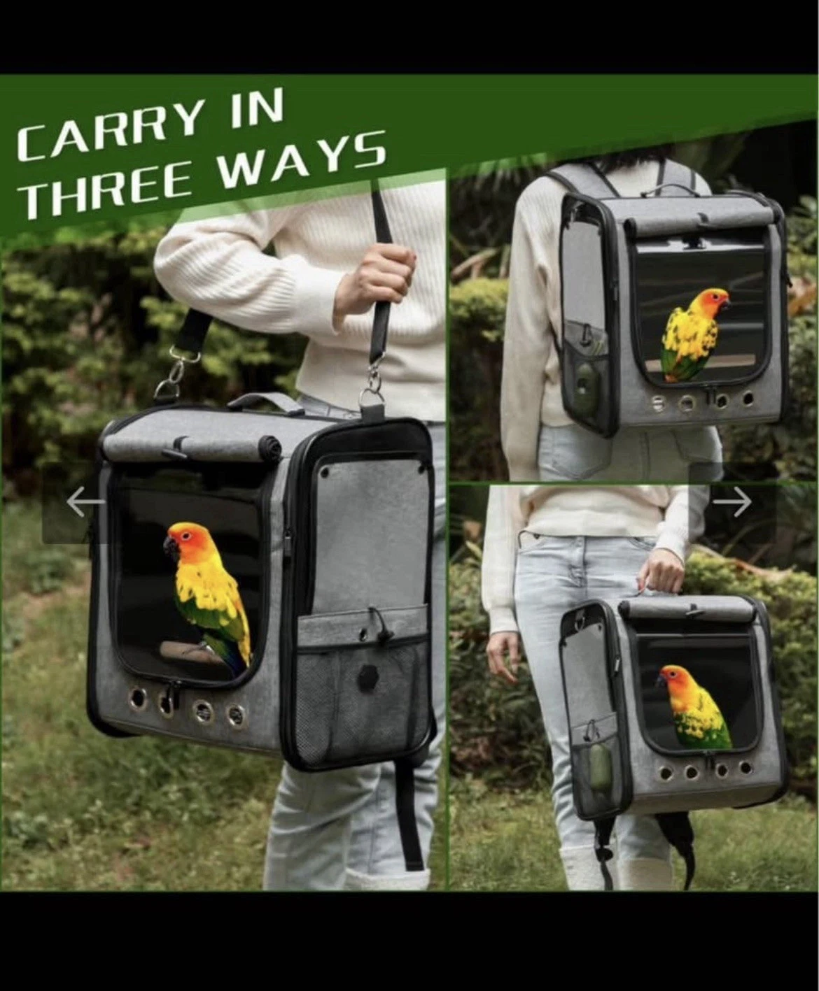 SUERTREE Bird Carrier Bag Bird Travel Cage with Stand, Bird Backpack