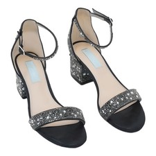 Betsey Johnson Mari Black Ankle-Strap Block Heel Sandal US 5.5W
