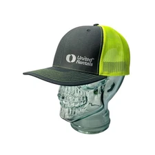 United Rentals Snapback Trucker Hat Richardson 112 Cap Gray Neon Yellow NEW