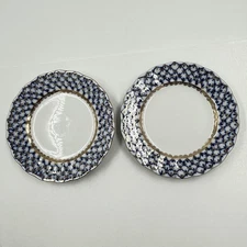 2 - Imperial Russian House of Lomonosov USSR 6" Bread Plate Cobalt Blue Net