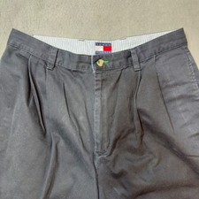 Tommy Hilfiger Chino Shorts Mens 33 Navy Blue Excellent Pleated Vintage 90s