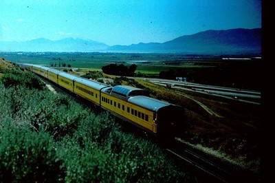 UP 3985 Excursion train Observation car 35mm Original Slide Union Pacific