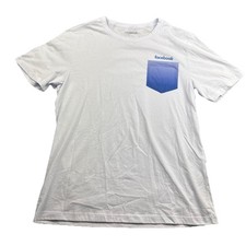 Authentic Original Facebook Blue Pocket White T Shirt Size Large Crew Neck EUC