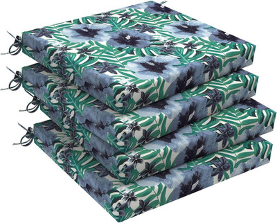 4-Pack Water Resistant Outdoor Chair Cushions - Blue Salmone Tropical
