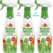 Certified Organic Fruit and Vegetable Cleaner Pack of 3 16 Fl Oz New