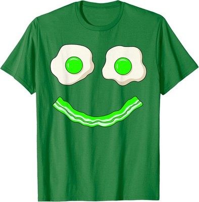 Green Smile Face Eggs and Bacon Ham Breakfast Unisex T-Shirt