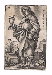 Copperplate engraving Apostle John Hans Sebald Beham 1545 Hollstein 48