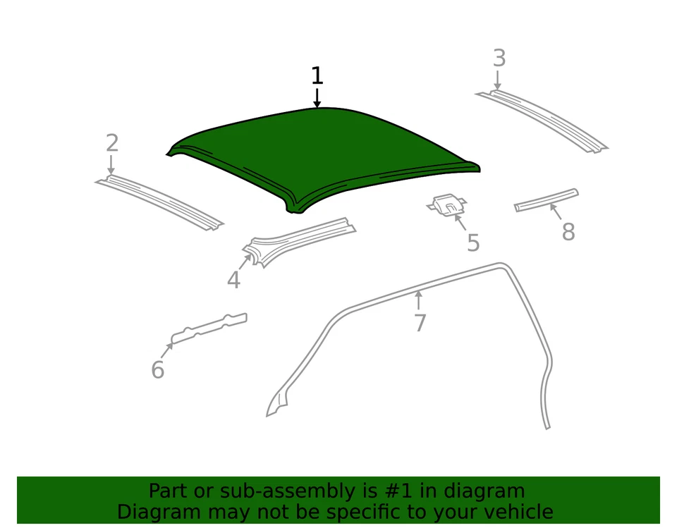 Panel de techo original Ford 5W1Z-5450202-A Foto 2 de 2
