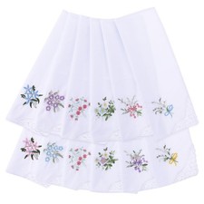 Vintage Floral Lace Handkerchiefs - 12Pcs Soft Cotton Women'S Embroidery Hankies