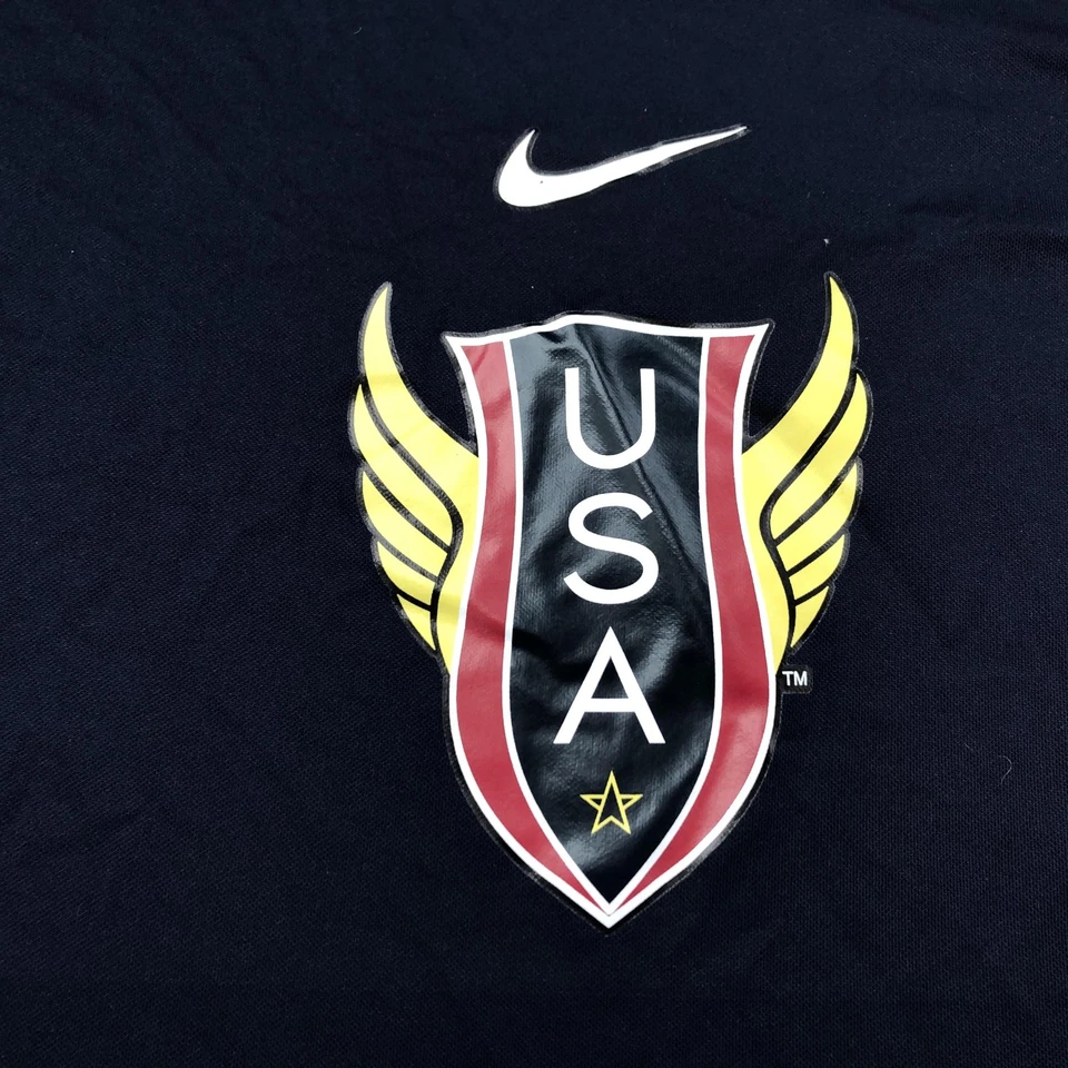 Camisa EE. UU. Para Hombres Grande Azul Marino Manga Larga Nike Dri Fit Correr Pista y Campo Foto 4 de 4