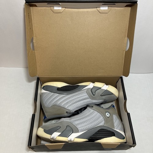 Size 6Y - Youth Air Jordan 14 Retro Mid Wolf Grey Basketball Shoes Lace Up - Picture 8 of 9