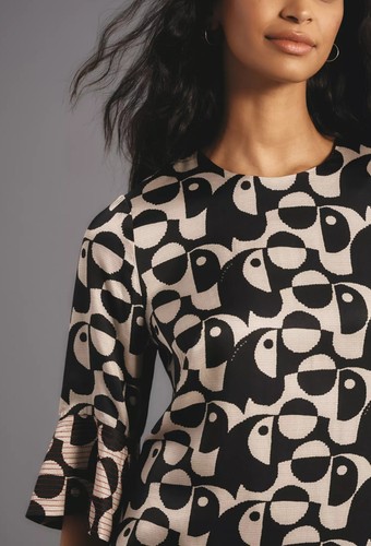 Small Farm Rio x Anthropologie Tropical Geo Toucan Mini Dress Wired Ruffled Hem - Picture 6 of 23