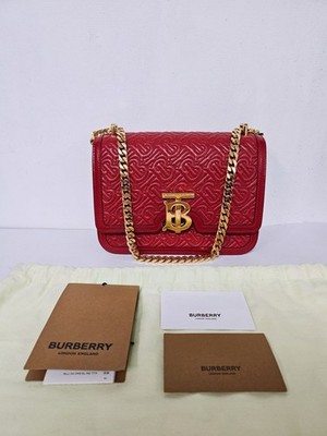 BURBERRY / TB ショルダーバッグ レッド レディース Burberry Monogram TB Quilted Red Women's Chain Shoulder Bag