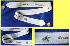 Tischband handgestickt Weihnachten * 100 cm x 4,5 cm * mit Zierborte und Quasten