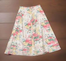 De Colección Lauren Ralph Lauren Floral Midi Falda Prado Country Rosa Encaje Ribete Talla 8