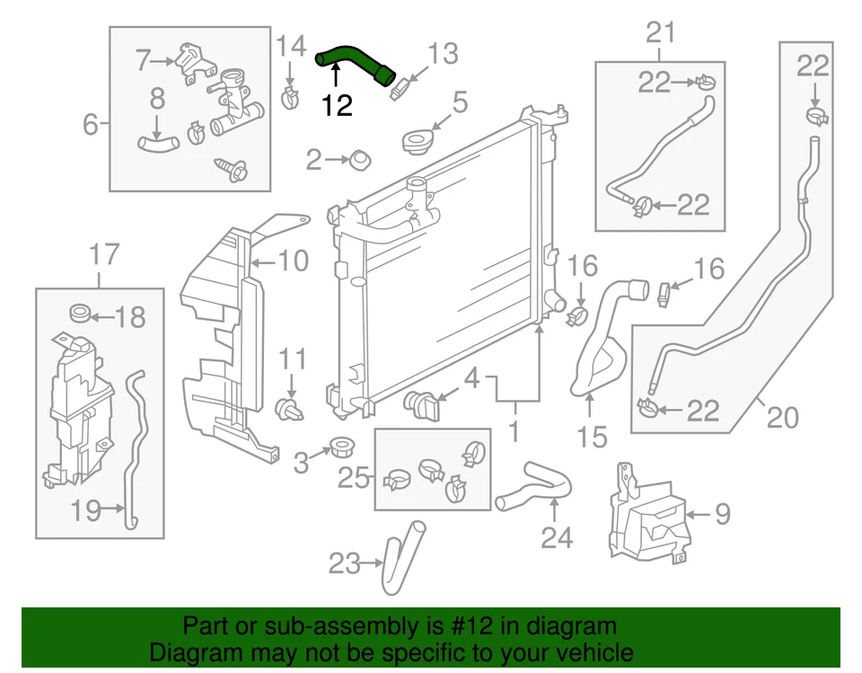 Nissan 2012-2019 genuino - Manguera superior 21501-3HC3A Foto 3 de 3