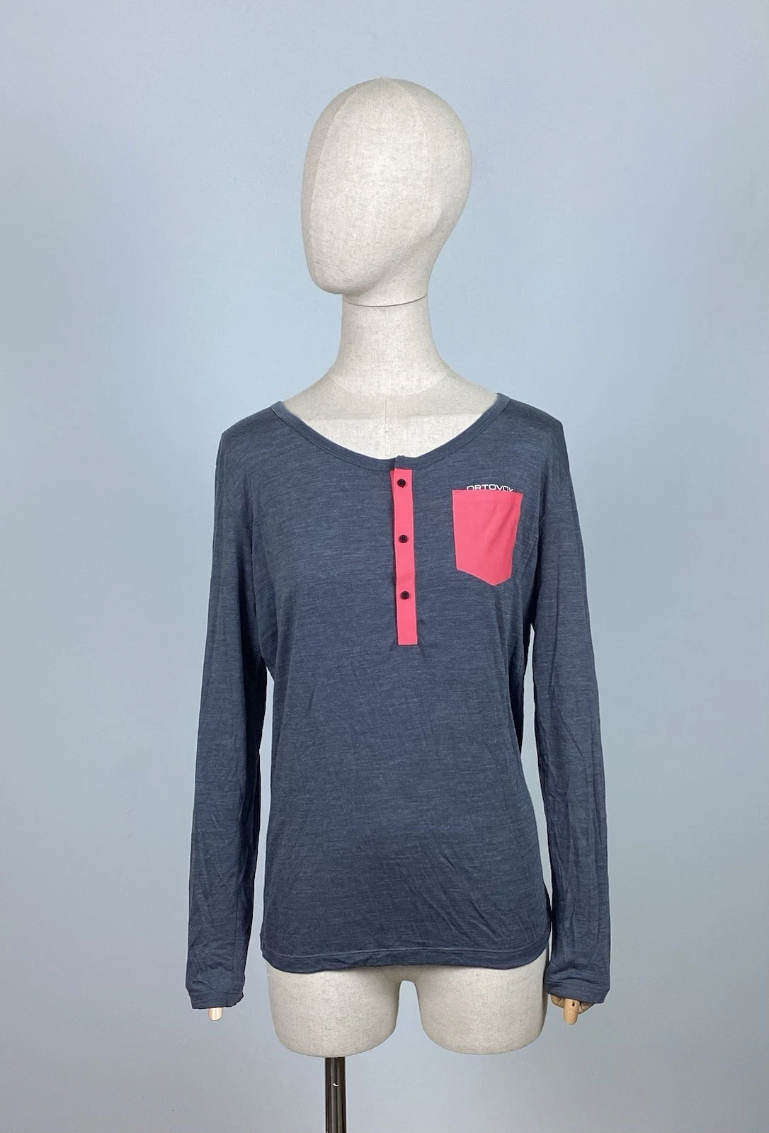 ORTOVOX Gray Women's 120 Cool Tec Merino Wool Long Sleeve Base Layer Top Size L