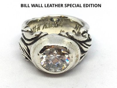 BWL Bill Wall Leather Special Edition Silver Ring Zirconia US Size 6.5 Mens Item