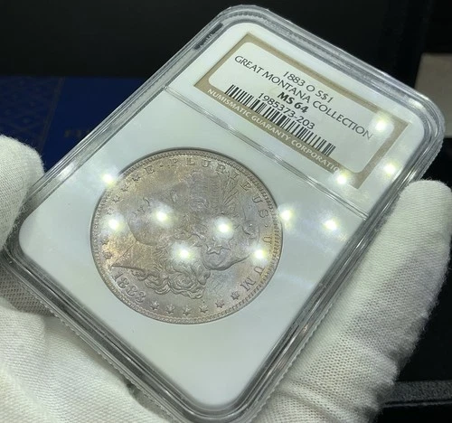 1885-O NGC MS-64 Morgan ~ Great Montana Collection ~ Beautifully Toned Obverse