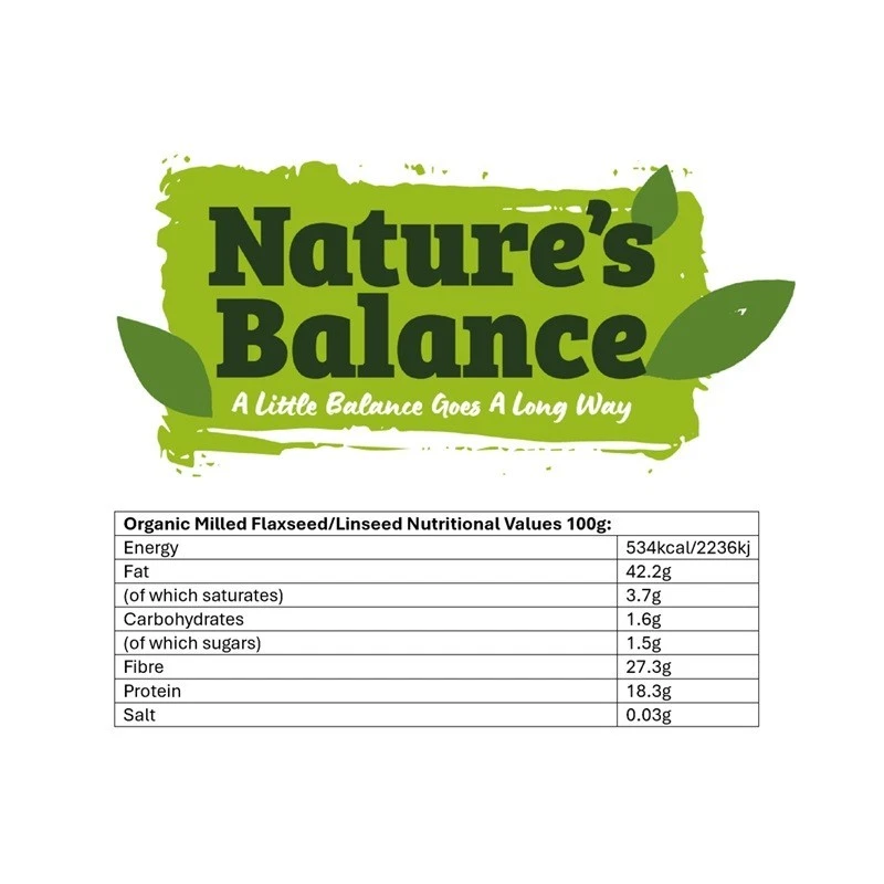Organic Milled Golden Flaxseed 1kg Ground Flax Seed Seeds By Natures Balance - Image 2 of 4