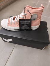 Kaporal baskets montantes femme rose/blanc toile à lacets uni EU 38 neuves