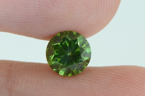 Elegante diamante verde suelto forma redonda 1,13 quilates VVS2 natural mejorado pulido - Imagen 8 de 8