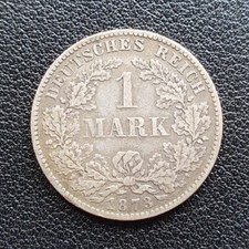 1 Mark Piece 1873 D German Reich Imperial Eagle Old Antique Silver Coin