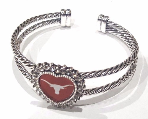 Neu Texas Longhorns herzförmiges Strass NCAA Doppelband Armband - Bild 2 von 2