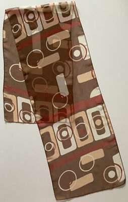 Ein brauner geometrisches Design moderner Vintage Damen Chiffon Schal