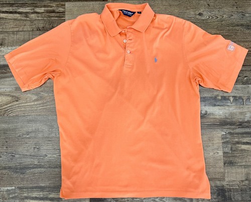 Polo Golf Ralph Lauren Mens Polo Shirt Large Orange Coutry Club Muirfield Preppy - Picture 1 of 5