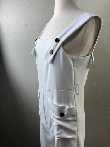 TOPSHOP Womens 4 White Overalls Jumpsuit Cropped *No Belt* - Picture 3 of 8