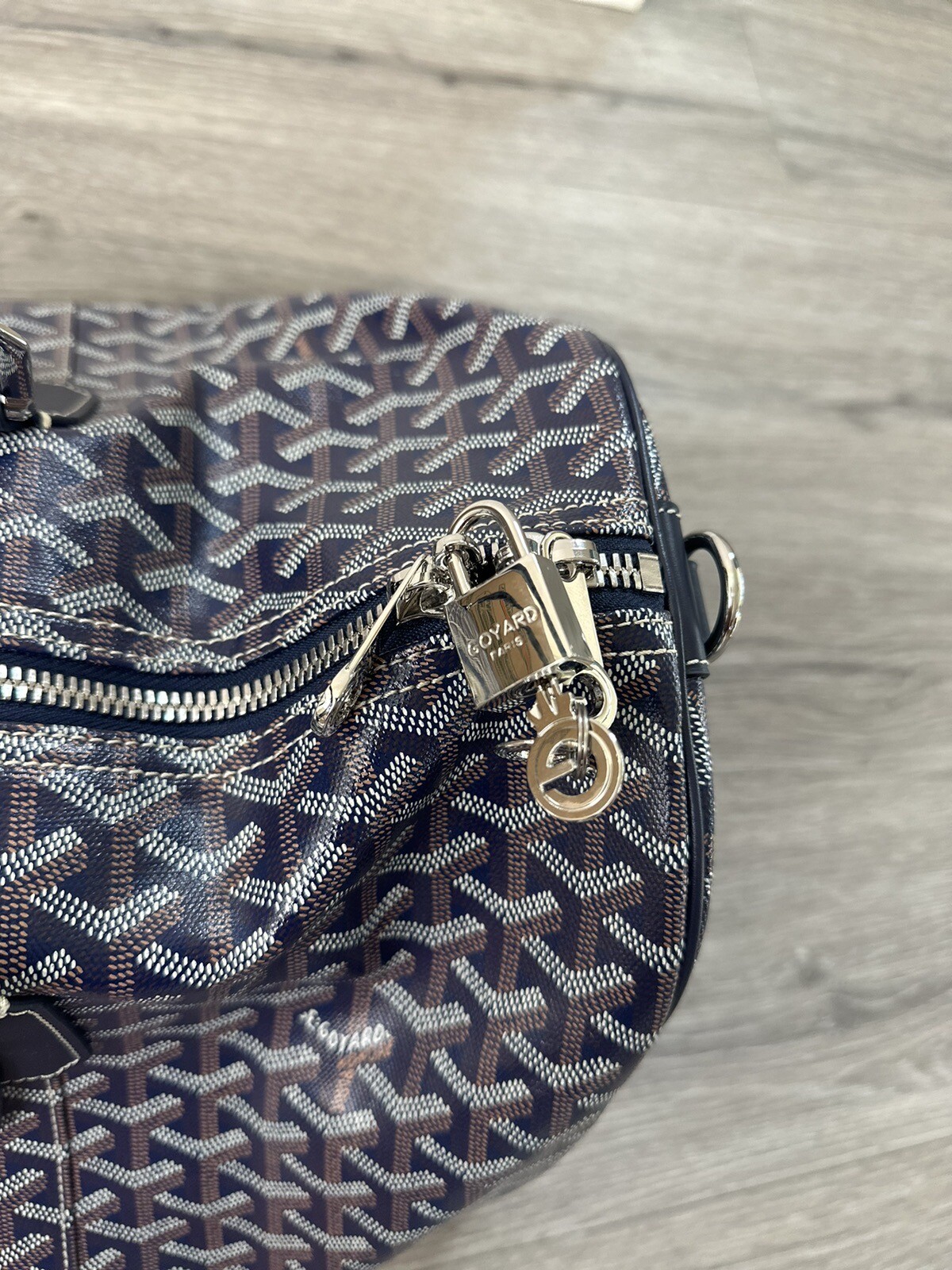 Great condition Goyard Travel Boston 50 Duffle Bag Black with Goyard Lock eBay