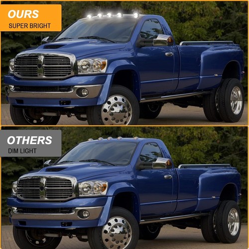 For 2003-2018 Dodge Ram 1500 2500 3500 Smoked LED Cab Roof Marker Running Lights - Picture 4 of 11