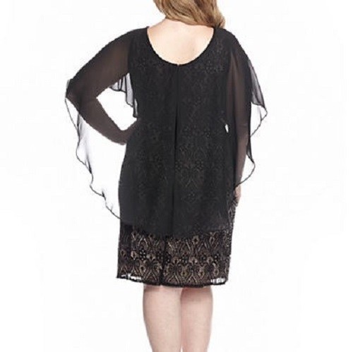 R&M RICHARDS Plus Size 18W, 20W Black Lace Dress w/ Capelet NWT $140 - Picture 2 of 4