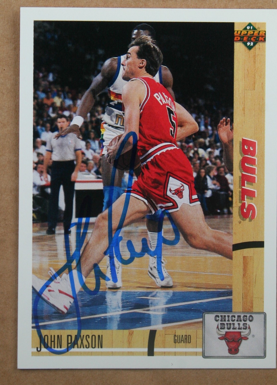 AUTOGRAPHED - John Paxson Upper Deck #117 Chicago Bulls 1991 NBA