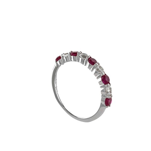 Natural Ruby & White Topaz Eternity Band Estate Ring 925 Sterling Silver Size 6 - Picture 4 of 5