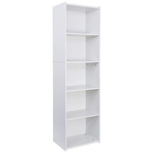 5-Tier Bookcase Storage Organizer Wall Shelf Bookshelf for Home Office White - Picture 10 of 10
