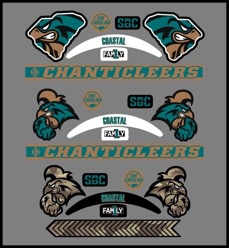 Coastal Carolina Chanticleers Mini Helmet Alternate Decals - 3 designs