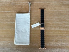 Michele 38/40mm 42/44mm Black & Rose Gold Silicone-Wrapped Apple Watch Bracelet