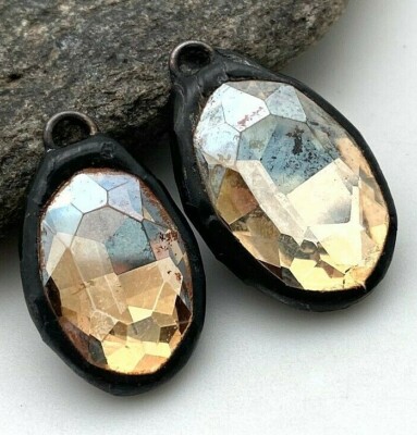 Oval Yellow Rhinestone Soldered Glass Pendant (Available In 2 Options) (SGP112)