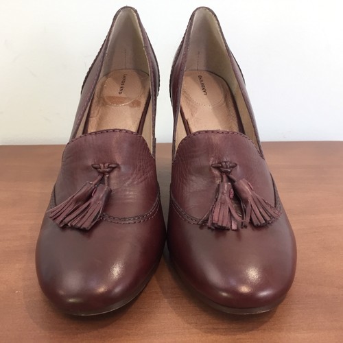 Lands End Stowe Sz 8B Burgundy Leather High Heel Tassel Pumps Shoes Womens 8B - Picture 4 of 11