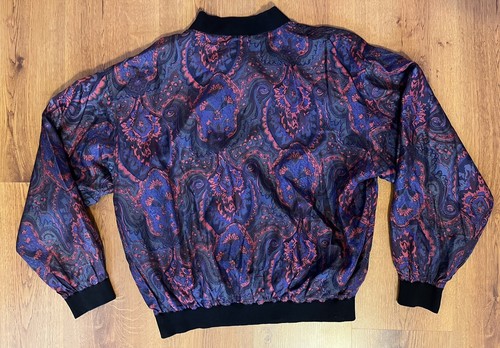 Vintage Bomber Jacket 100% Silk Floral Naked Silk Zip Up Women's Medium - Picture 2 of 5