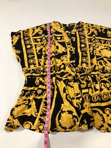 Fashion Nova Waist No Time Baroque Blouse Size 2X Black/combo Tie Waist Top - Picture 7 of 11