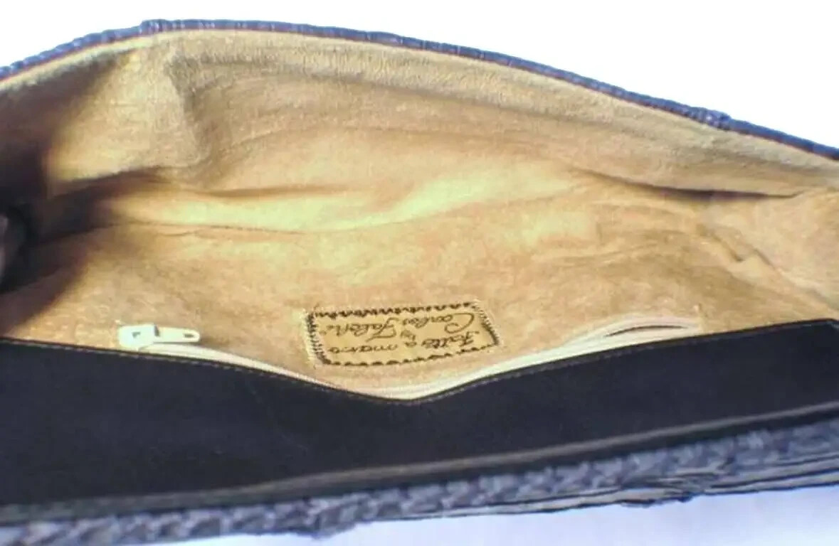 Carlos Falchi Blue Crocodile Patchwork Clutch - image 4