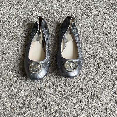 Michael Kors Fulton Quilted Leather Ballet Flats Metallic Silver